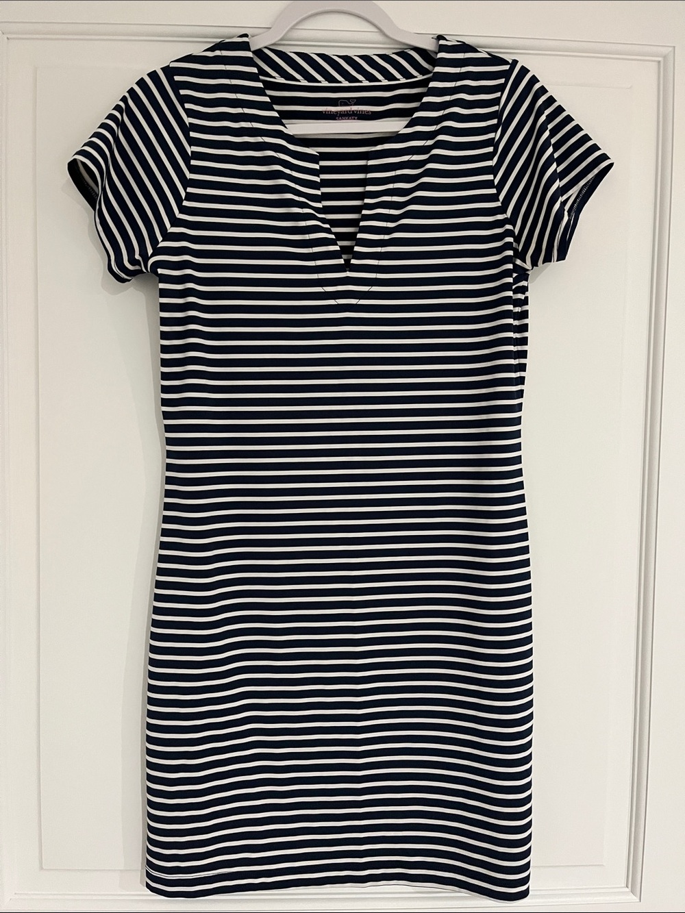 Vineyard Vines Navy and White Striped Short-Sleeve Dress
